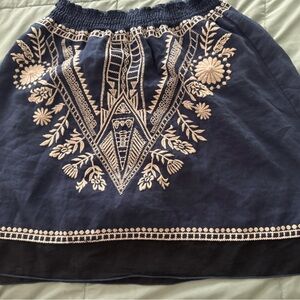 Chic Navy Skirt with Cream Embroidery